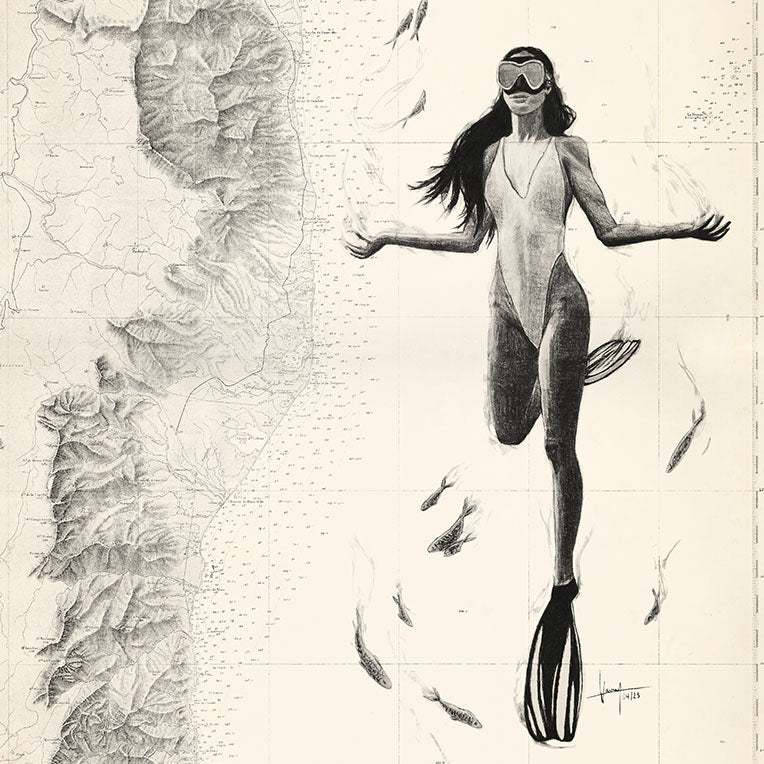 LA PLONGEUSE EN MÉDITATION - Affiche en édition limitée