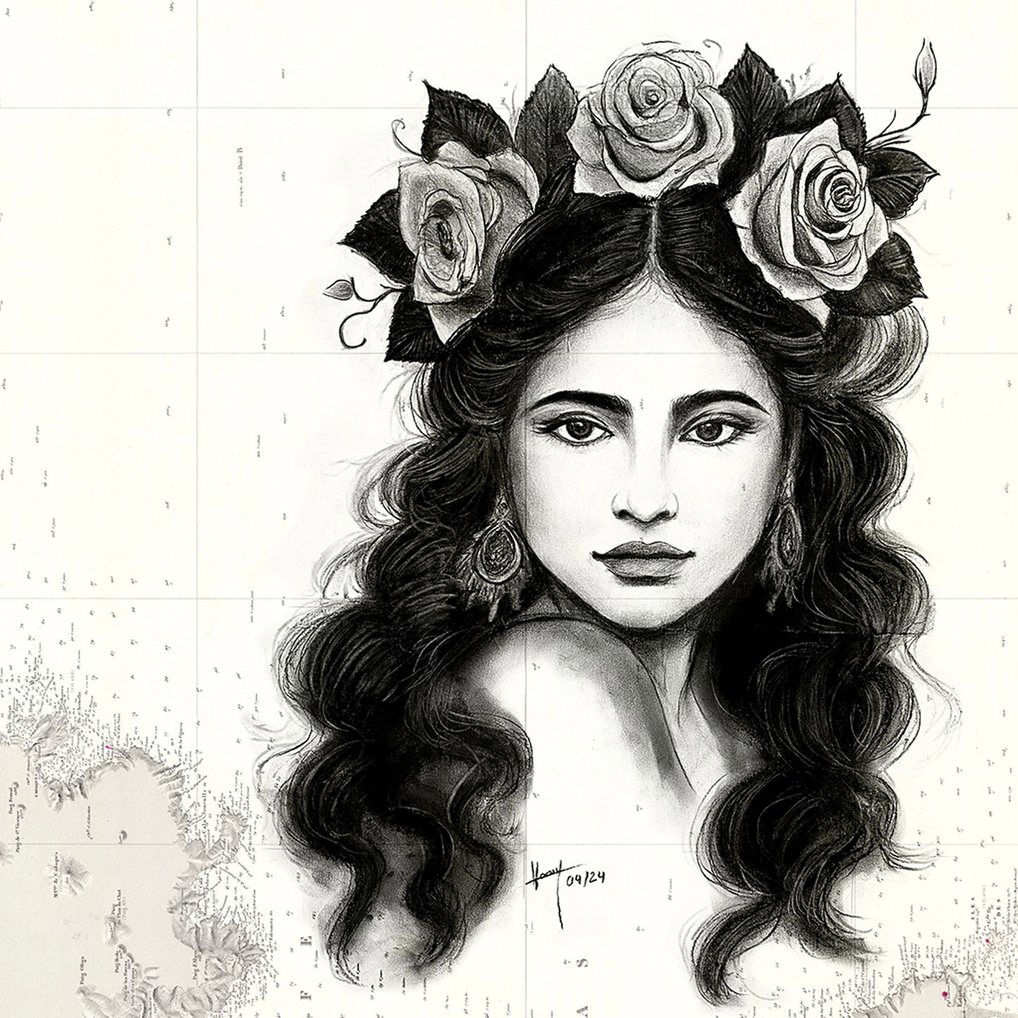 LA JEUNE FILLE AUX ROSES - Affiche en édition limitée