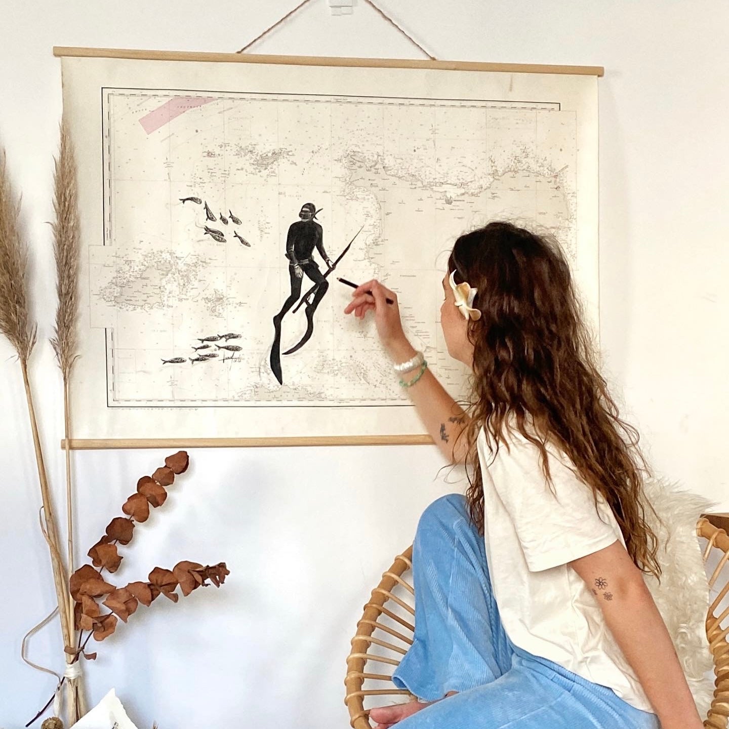 Illustration personnalisée sur carte marine
