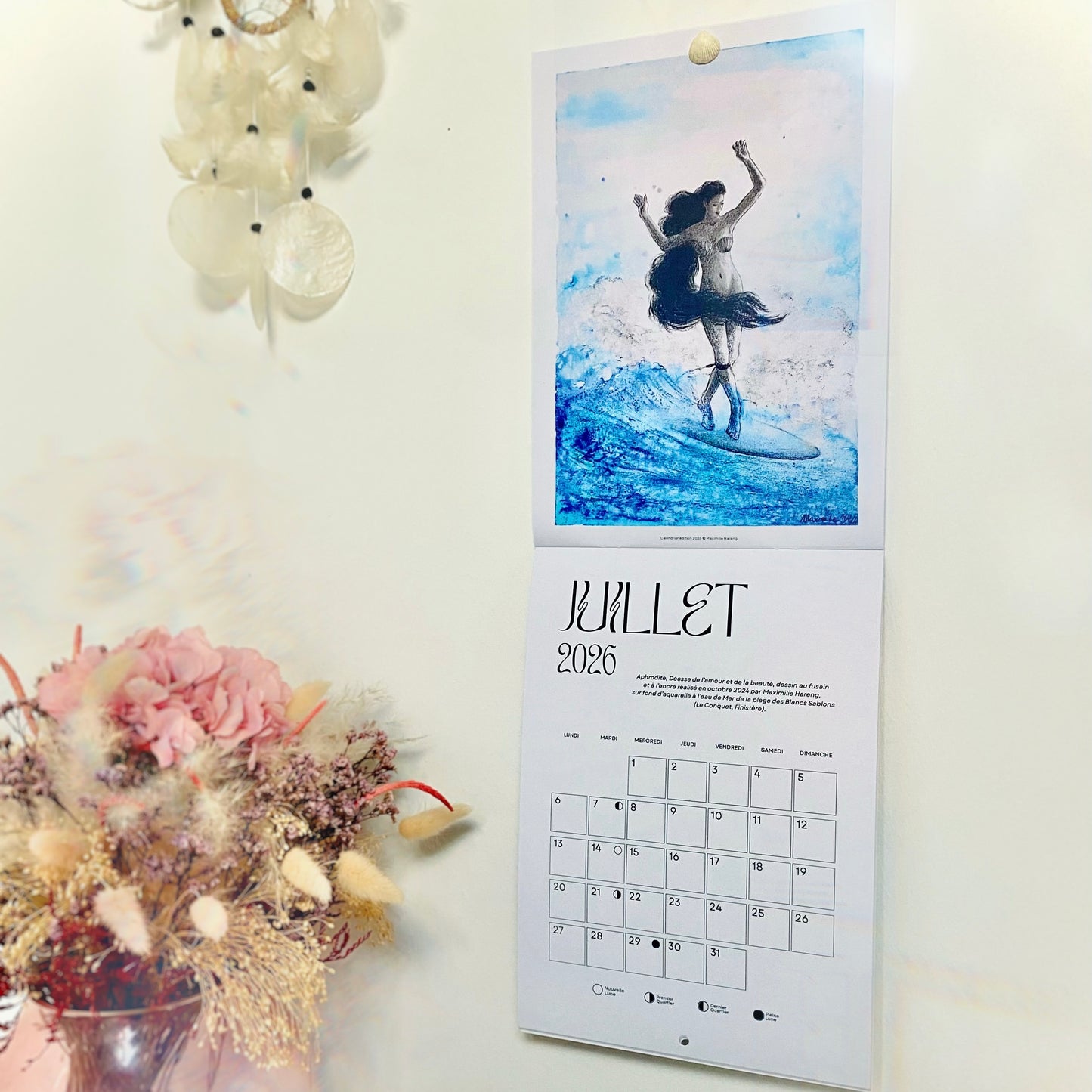 CALENDRIER 2026 - Dessins sur Aquarelle à l’eau de Mer