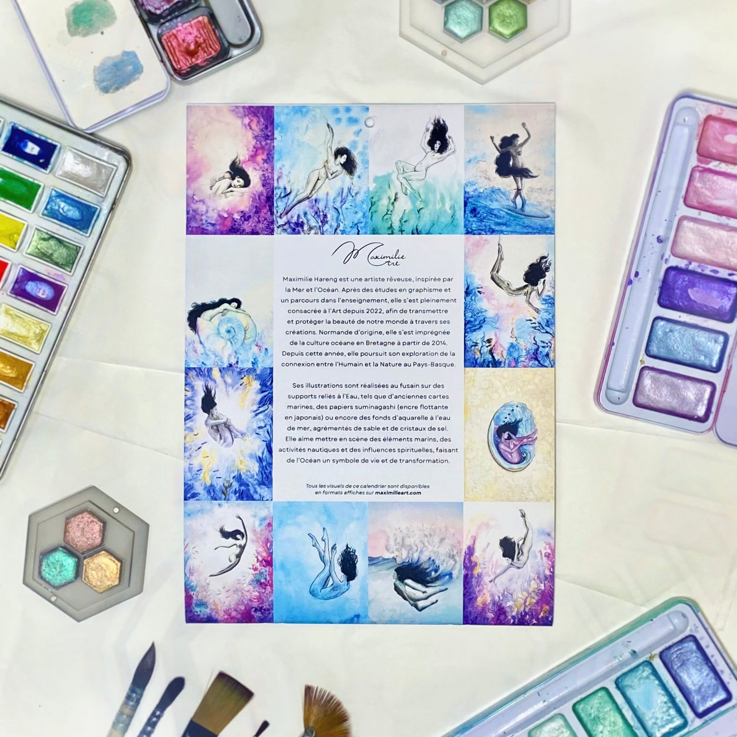 CALENDRIER 2026 - Dessins sur Aquarelle à l’eau de Mer