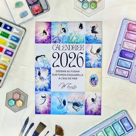 CALENDRIER 2026 - Dessins sur Aquarelle à l’eau de Mer